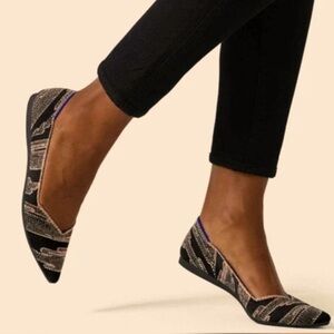 Rothy’s Golden Shimmer Black & Metallic The Point Flat Size 6.5